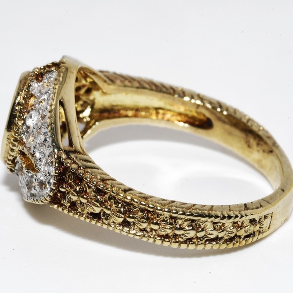 $395 .925 Sterling Silver 1.40CT Natural Yellow Citrine & Topaz Cocktail Ring - Picture 3 of 7